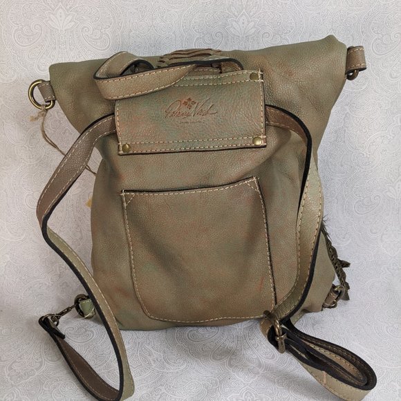 PATRICIA NASH Luzille leather vintage women's backpack bag GREEN + Dust bag - Picture 6 of 9
